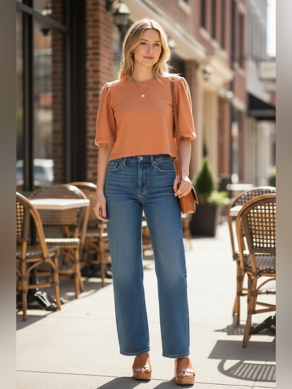 Madewell XS Muted Pink Textured Puff Sleeve Cropped Top 100% Cotton